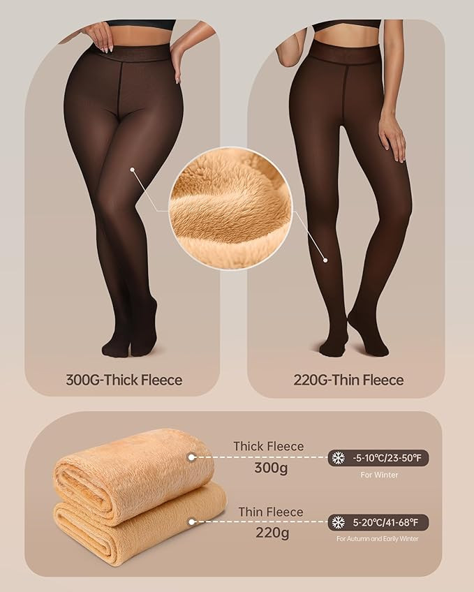 OEAK Womens Fleece Lined Tights Sheer Fake Translucent Pantyhose Thermal Tights High Waisted Foot... | Amazon (US)