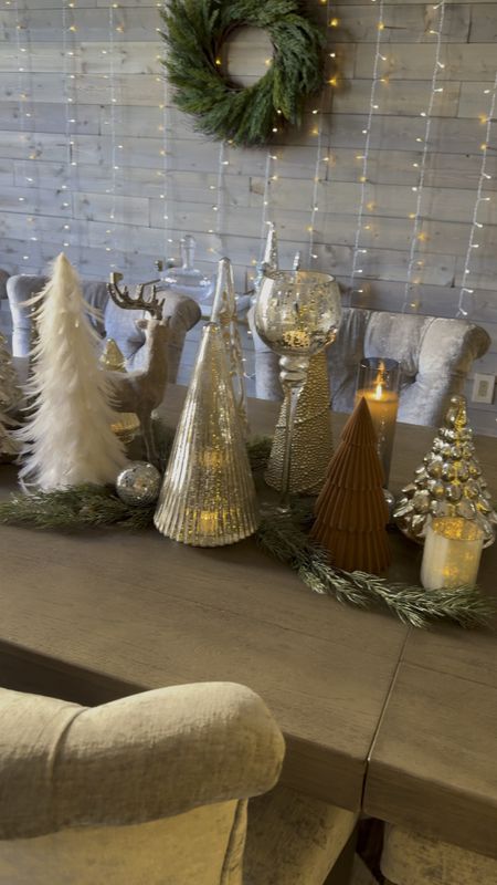 I love making this Christmas tree forest each year. It looks magical at night! 

Mercury, glass, Christmas tree, pottery, barn, Christmas tree, flocked Christmas tree, target, Christmas tree, feather, Christmas tree, pine, greenery, LED, tea, lights, gray dining room, table, pottery, barn, table, pottery barn, Banks table

#LTKhome #LTKHoliday #LTKVideo