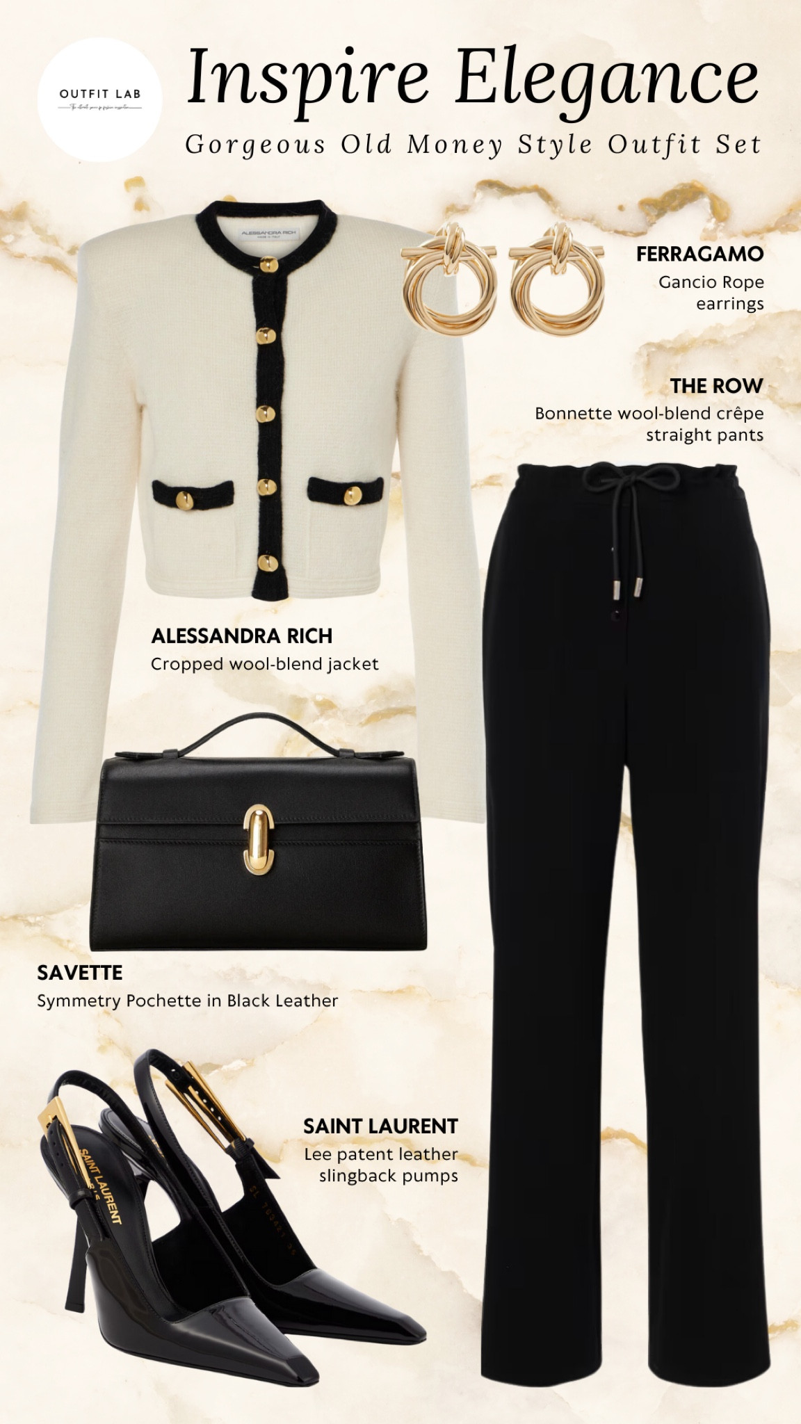 Inspire Elegance: Gorgeous Old Money Style Outfit Set – Shop Now!

Inspire timeless elegance with this gorgeous old money style outfit set. Featuring a sophisticated Alessandra Rich jacket paired with sleek The Row pants for a refined look. Step into chic Saint Laurent pumps and carry your essentials in a stylish Savette pochette. Complete the ensemble with classic Ferragamo earrings. Perfect for any upscale occasion, this outfit exudes grace and sophistication. Shop now to elevate your wardrobe with this stunning old money style ensemble!

#LTKStyleTip #LTKWorkwear #LTKBacktoSchool