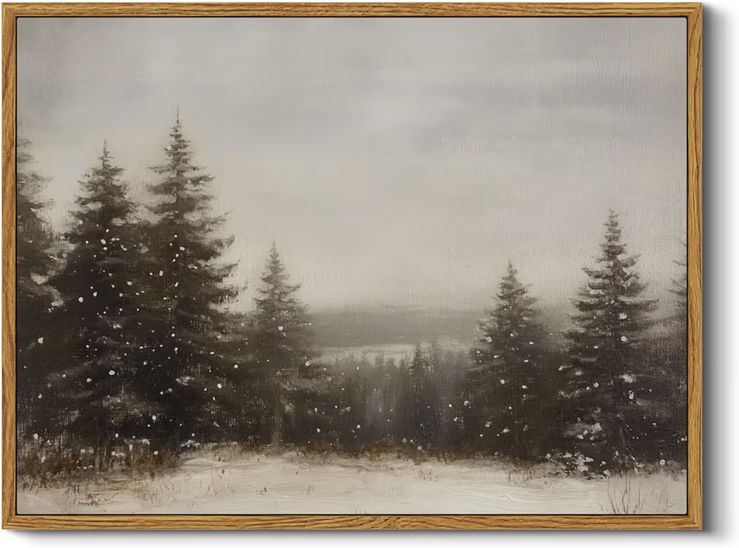 InSimSea Framed Canvas Wall Art Winter Christmas Decor Living Room Pine Tree Forest Decor Nature ... | Amazon (US)