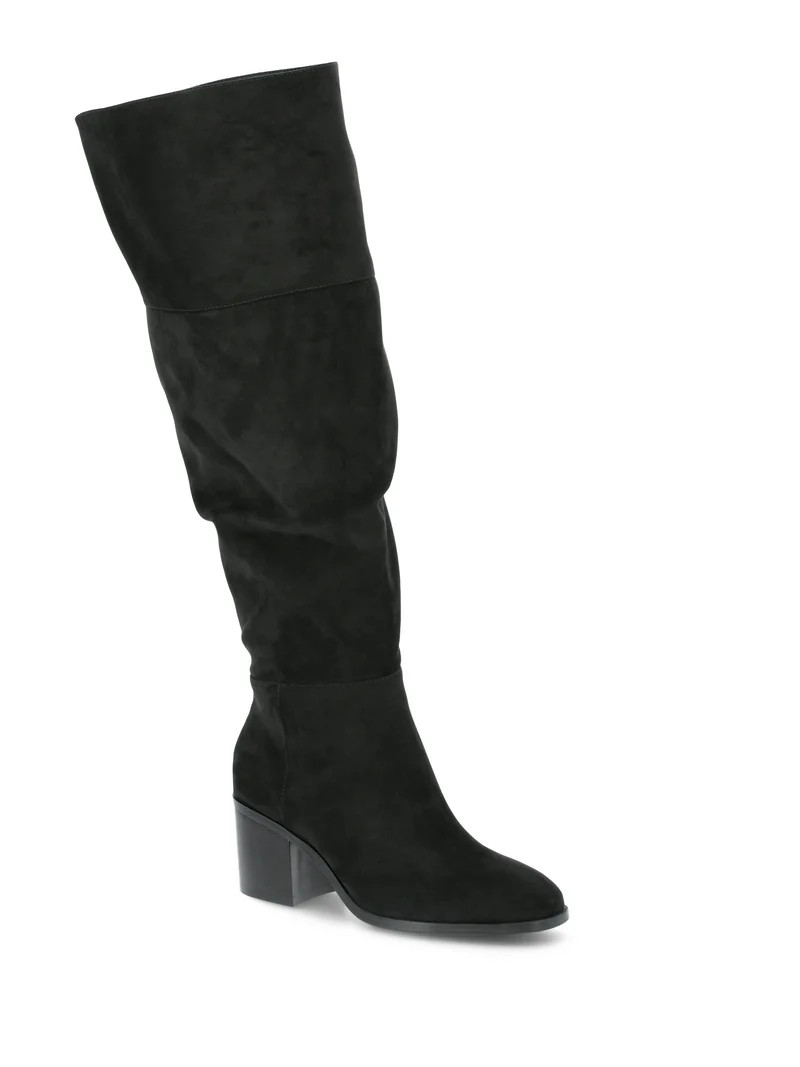 Time and Tru Women's Block Heel Over the Knee Boot, Wide Width Available | Walmart (US)