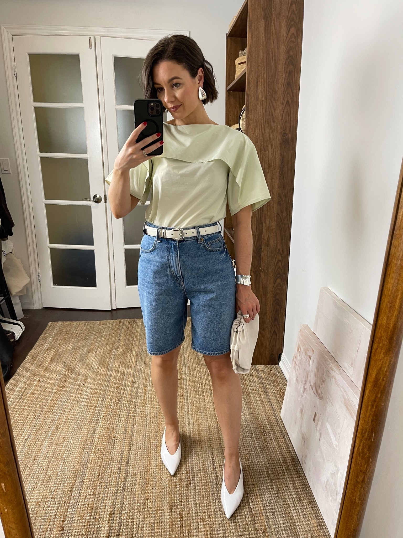 Bermuda denim shorts, cotton top

#LTKFindsUnder100 #LTKStyleTip #LTKSeasonal