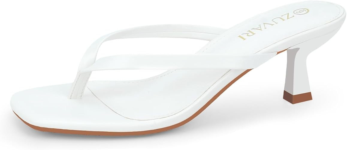 Kitten Heels for Women, Square Toe Flip Flop Kitten Heel Sandals, 2.16 Inch Thong Heels, Slip-On ... | Amazon (US)