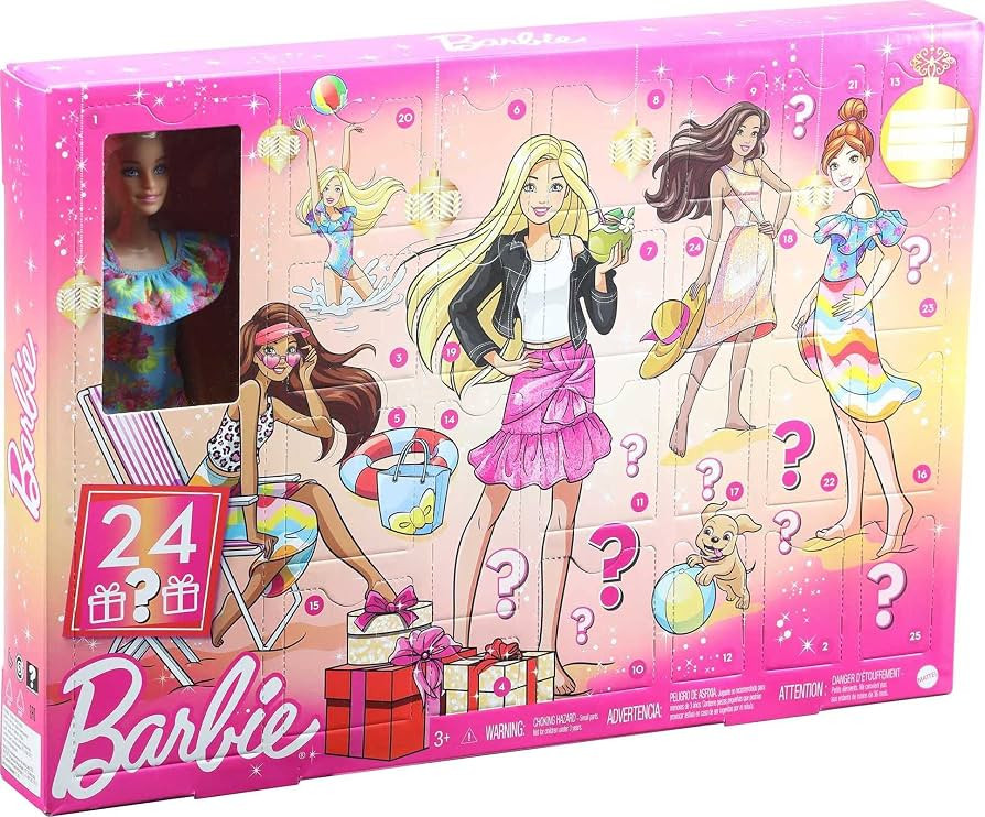 Barbie Advent Calendar with Barbie Doll (12-in), 24 Surprises Including Day-to-Night Trendy Cloth... | Amazon (US)