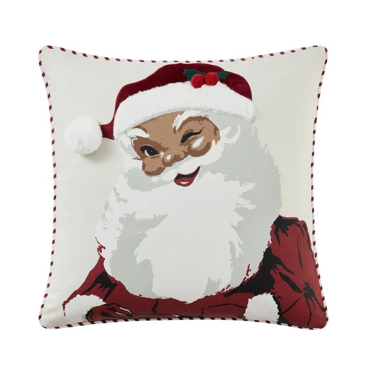 My Texas House Jolly Santa 20" x 20" Red/White Reversible Decorative Pillow Cover - Walmart.com | Walmart (US)