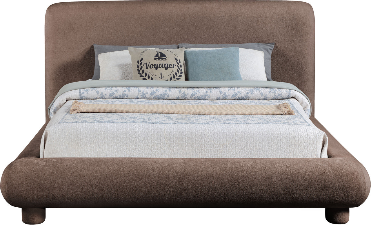 Blair Chenille Fabric Upholstered King Bed In Brown | 1stopbedrooms