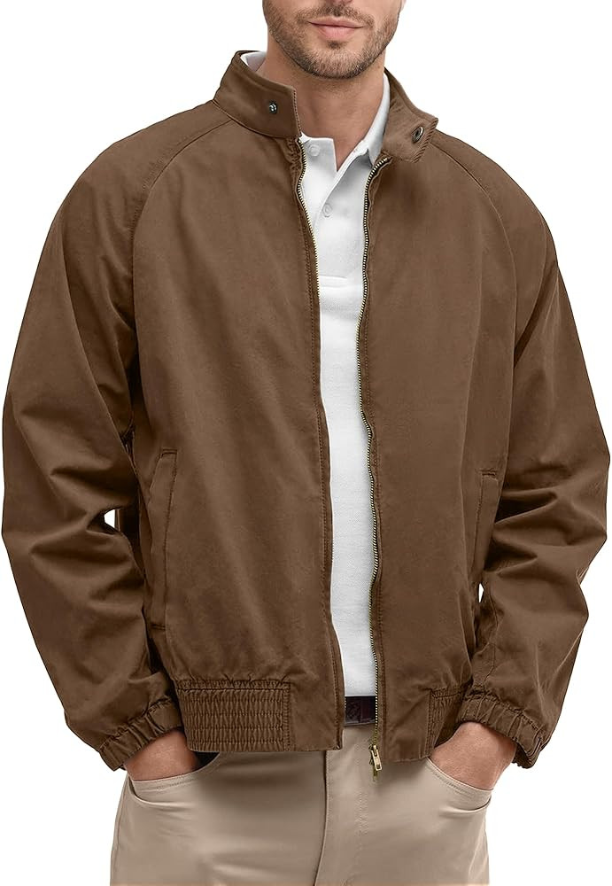 Comdecevis Men's Bomber Jacket Lightweight Windbreaker Casual Stylish Two-Way Zipper Coat for All Season | Amazon (US)