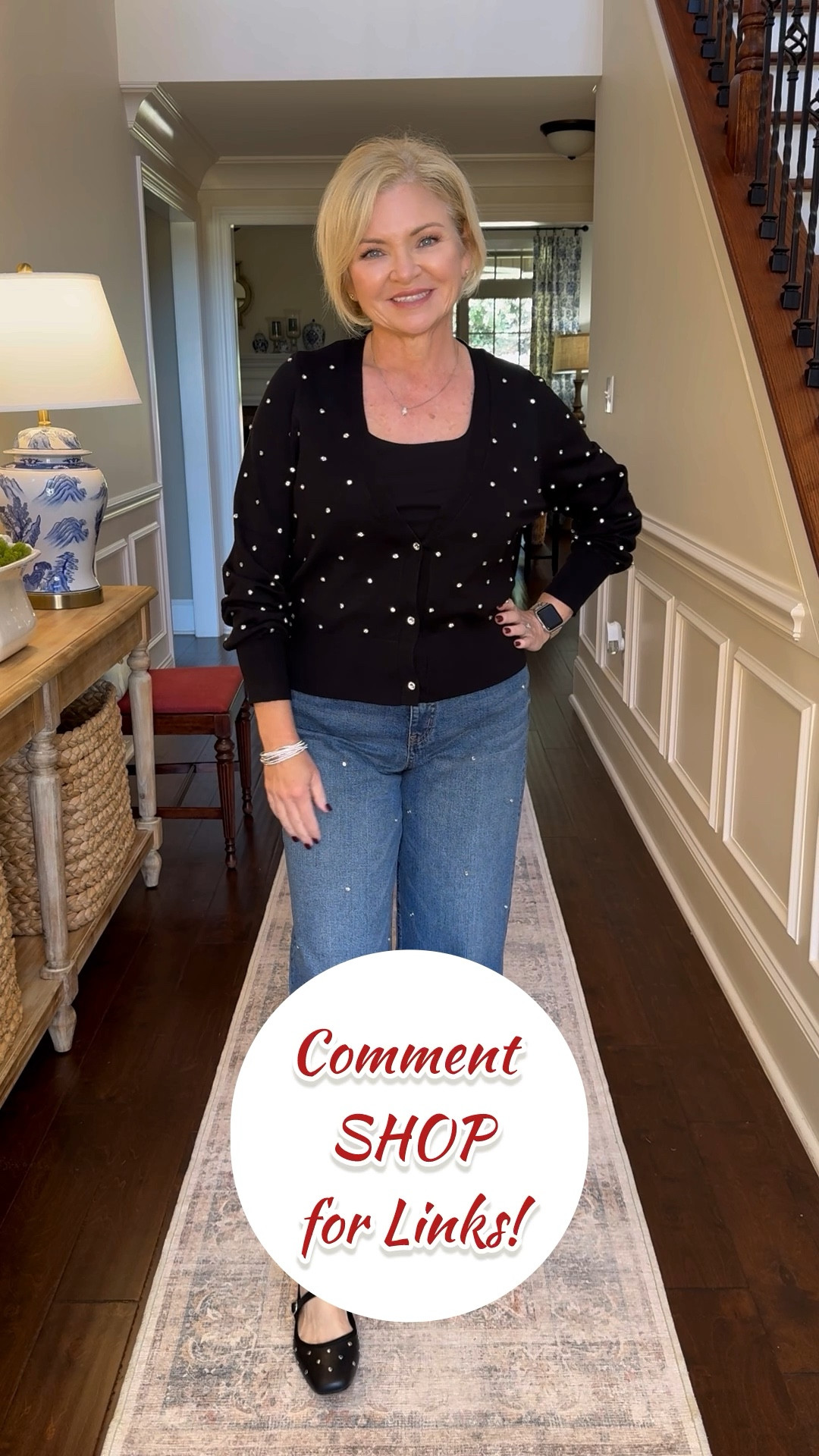 Embellishments are HUGE for holiday looks this year:  think rhinestones, pearls, you name it! You don't have to spend a lot on this trend. All these pieces are from the Scoop line at Walmart!  I'm wearing size Small cardigan, 2 jeans and shoes are TTS.

#holidayoutfit
#rhinestones
#cardigan
#maryjanes
#affordablefashion
#walmartfashion
@walmart
@walmartfashion

Jeans
Rhinestones
Holiday outfit
Holiday party
Christmas dress
Thanksgiving outfit
Petite
Over 50

#LTKHoliday #LTKWatchNow #LTKStyleTip