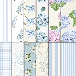 48 Sheets Scrapbook Paper 11x11, Hydrangea Pattern Decorative Scrapbook Paper for Journals DIY Ca... | Amazon (US)