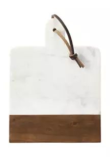 Square White Marble and Acacia Wood Board | Belk