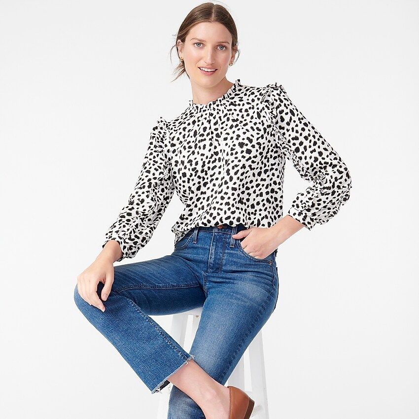 Ruffle-sleeve top in leopard | J.Crew US