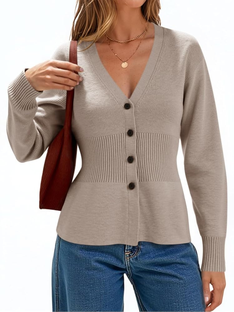 Cicy Bell Womens V Neck Cardigan Sweaters Long Sleeve Cinched Waist Knit Tops Dressy Casual Butto... | Amazon (US)