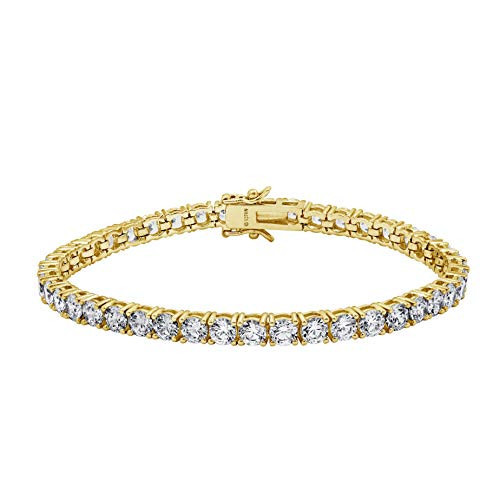 Amazon Essentials Yellow Gold Plated Sterling Silver Tennis Bracelet with Round Cut Infinite Elements Cubic Zirconia (18.72 cttw), 8", (previously Amazon Collection) | Amazon (US)