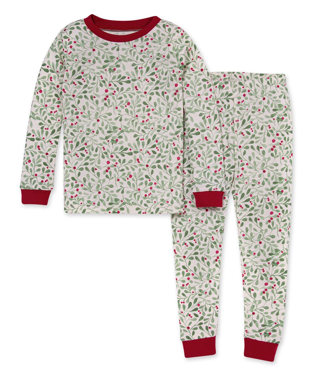 Burt's Bees Baby Sleep Bottoms Cardinal - White & Cardinal Boughs of Holly Organic Cotton Pajama Set - Infant & Kids | Zulily