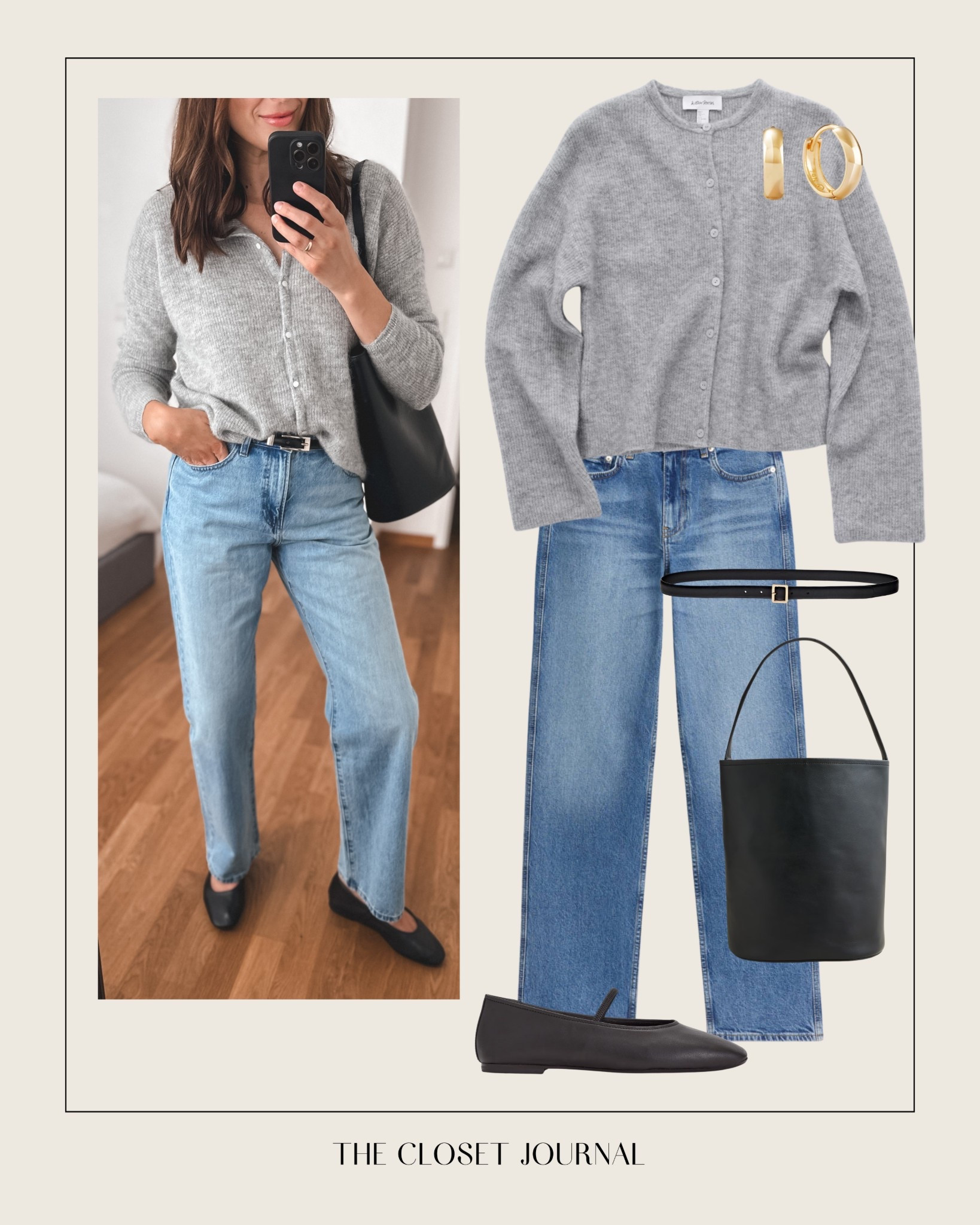 - Sezane Cardi - wearing my usual size M/38
- Uniqlo jeans - mid-waist, under 40€, wearing my usual size 27  (30’ length)