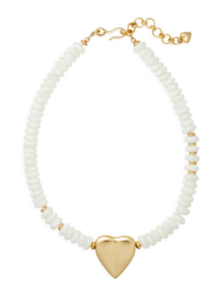 Chessie Antique 24K Gold-Plated & Mother-Of-Pearl Heart Necklace | Saks Fifth Avenue