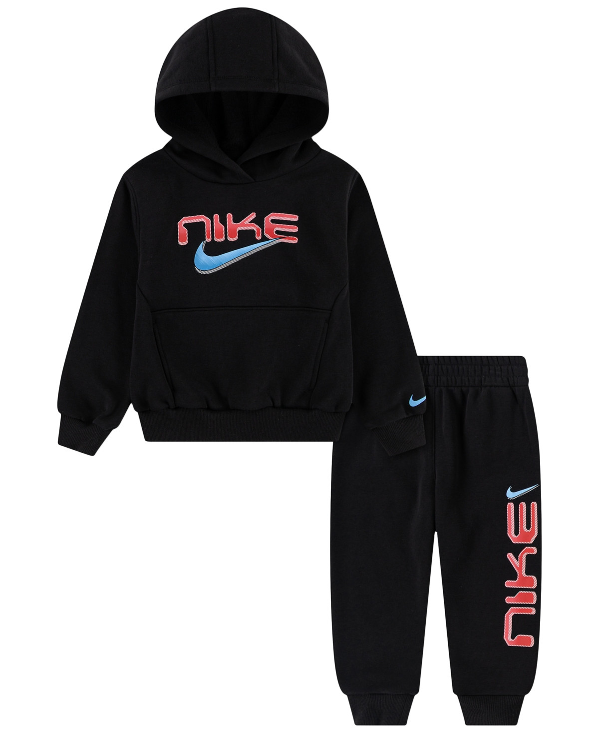 Nike Toddler Boys' 2T-4T Stock Fleece Pullover Hoodie and Joggers, 2-Piece Set - Black | Macy's