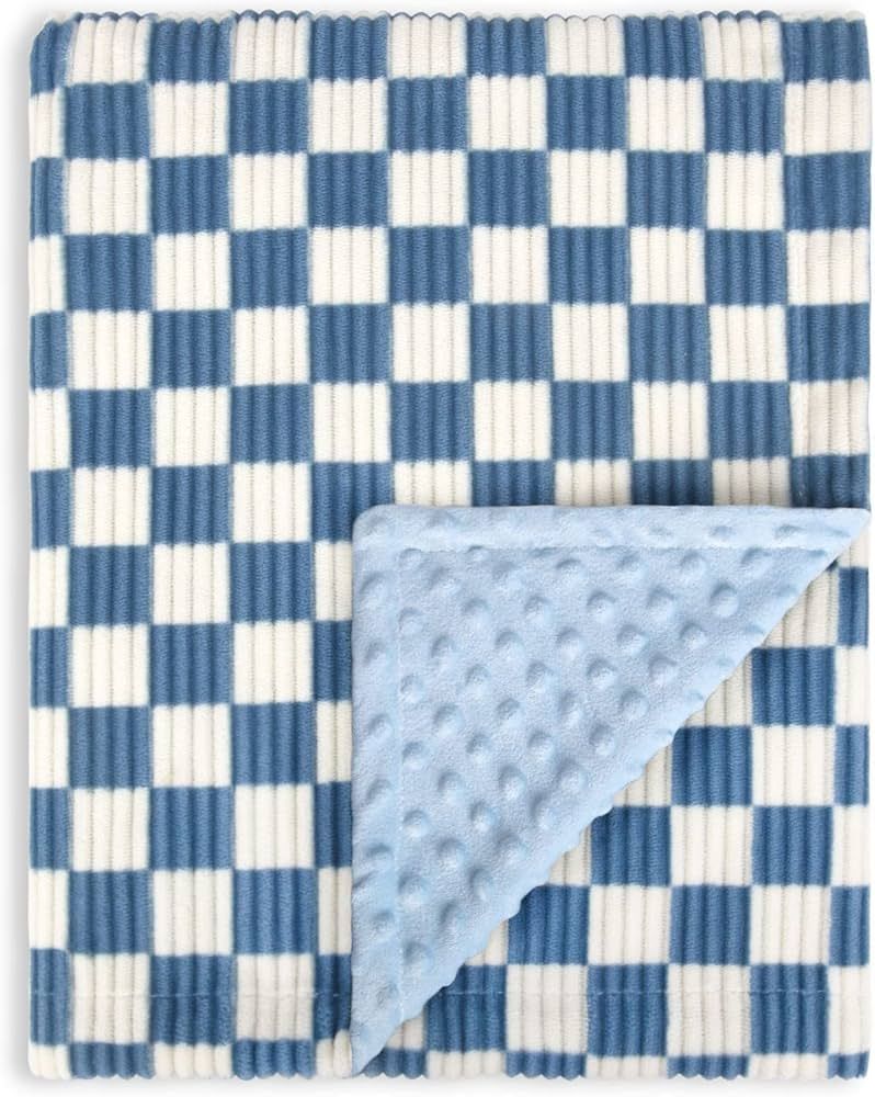 Baby Blanket for Boys Girls 3D Checkerboard Grid Ultra- Soft Cozy Corduroy Toddler Blanket for Ki... | Amazon (US)