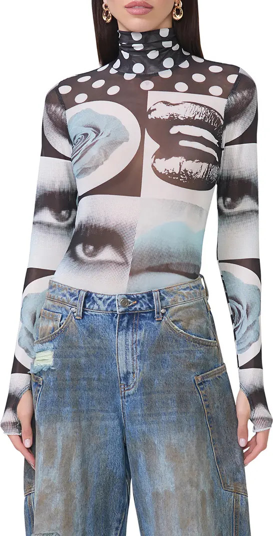 Zadie Print Sheer Mesh Top | Nordstrom
