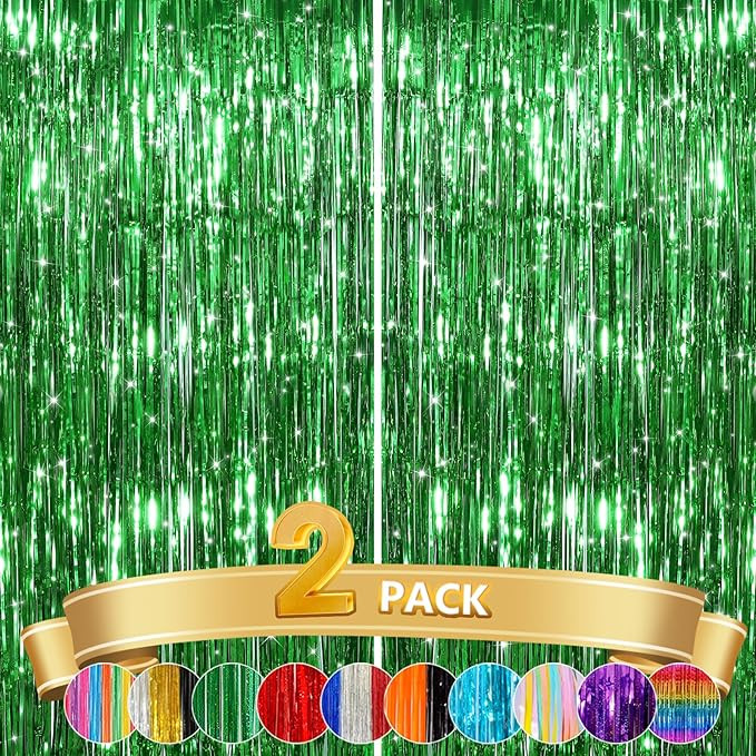 2 Pack Pink Metallic Tinsel Foil Fringe Curtains, Door Streamers Photo Booth Backdrop for Birthda... | Amazon (US)
