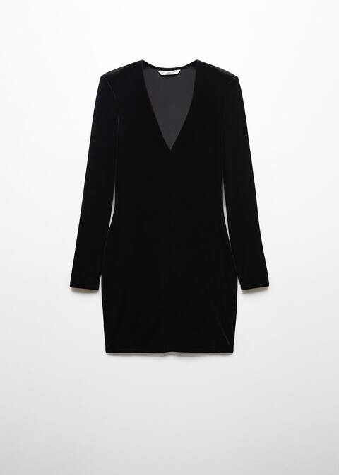 Shoulder pad velvet dress -  Women | Mango United Kingdom | MANGO (UK)