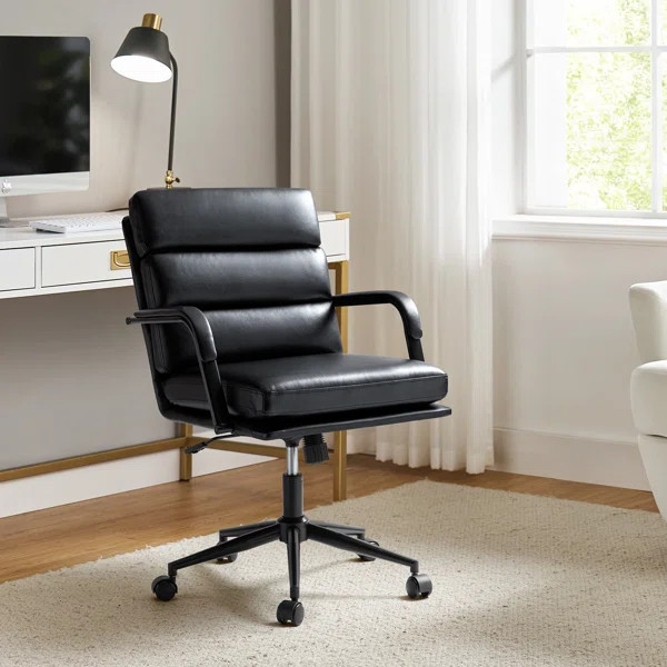 Anagrace Leather Upholstered Swivel Tilt Task Office Chair | Wayfair North America