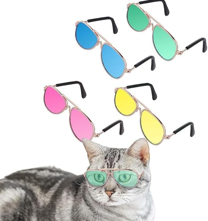 4PCS Pet Sunglasses, UV Protection Classic Retro Retro Dog Cat Sunglasses Round Metal Pet Glasses... | Amazon (US)