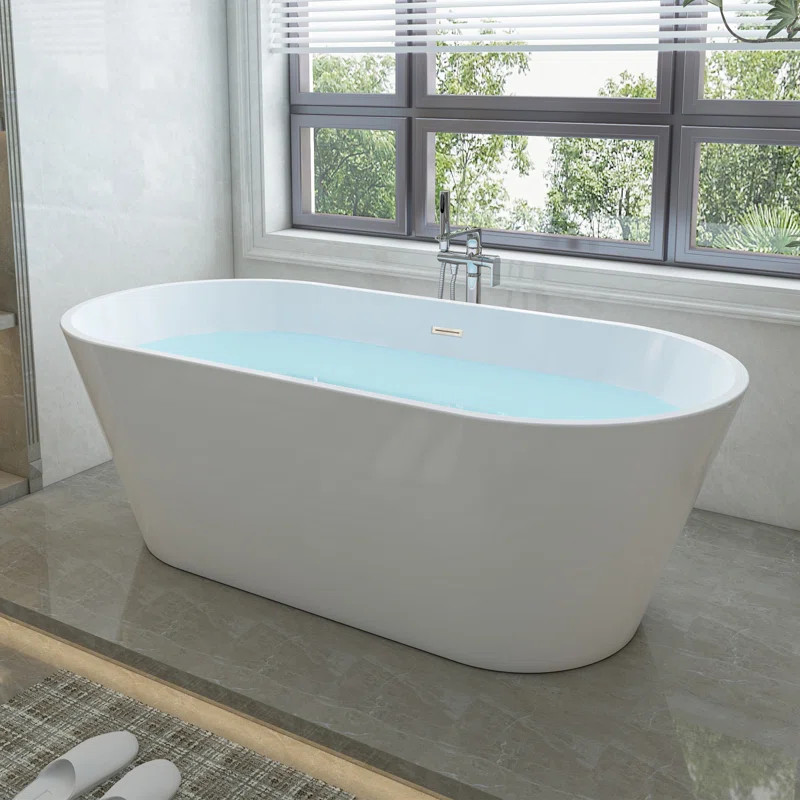 Iris 59" x 29.5" Freestanding Soaking Acrylic Bathtub | Wayfair North America