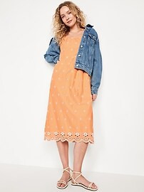 Fit & Flare Eyelet Midi Dress | Old Navy (US)