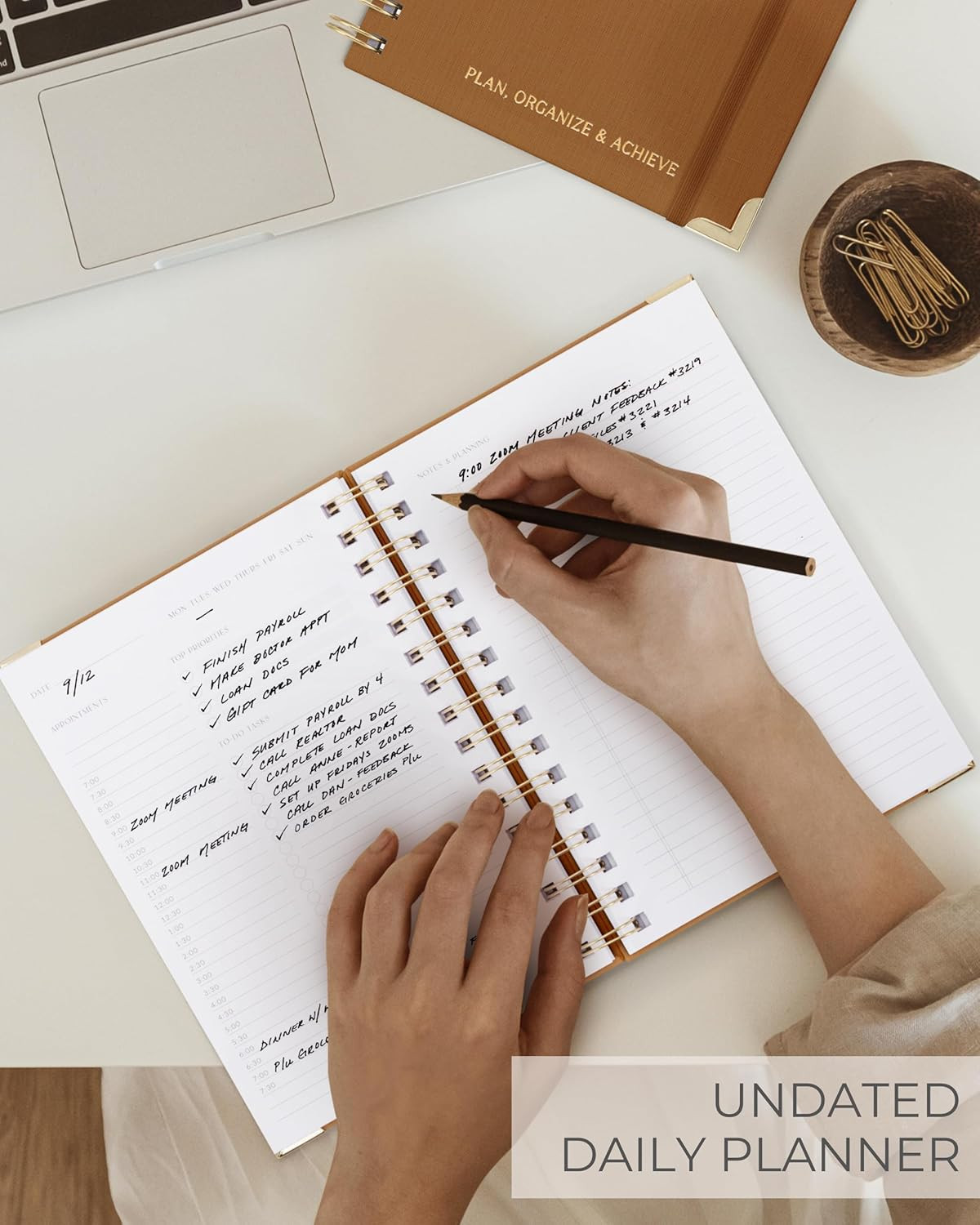 ZICOTO Aesthetic Daily Planner And Notebook With Hourly Schedule - Aesthetic Spiral To do List No... | Amazon (US)