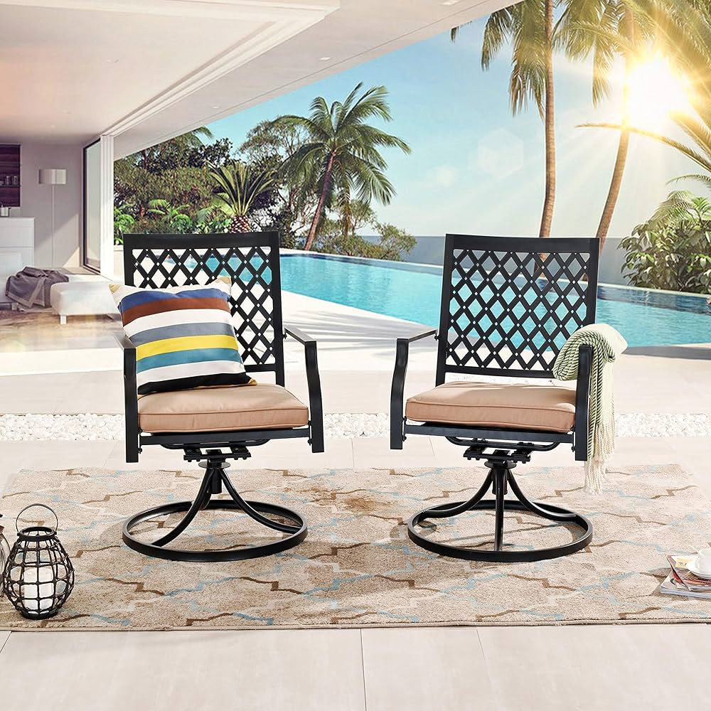 LOKATSE HOME Outdoor Patio Dinning Swivel Chairs Rocker Set of 2 Metal for Garden Backyard Furnit... | Amazon (US)