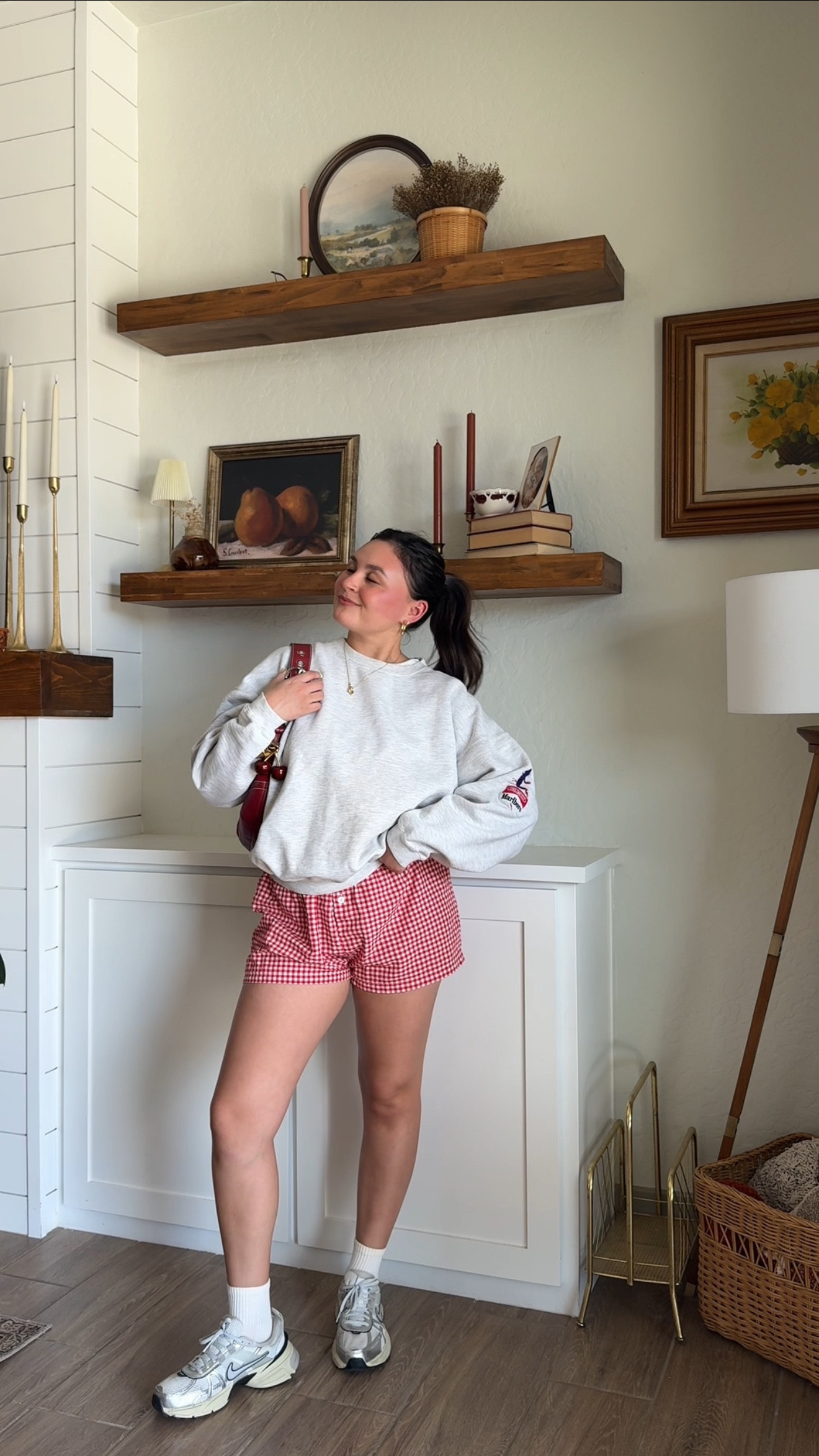 Can you tell red is my favorite? 🤭🍒
Sizes: 
Sweatshirt: L
Shorts: M
Shoes 8.5 (sized up half a size)

#LTKU #LTKSeasonal #LTKWatchNow