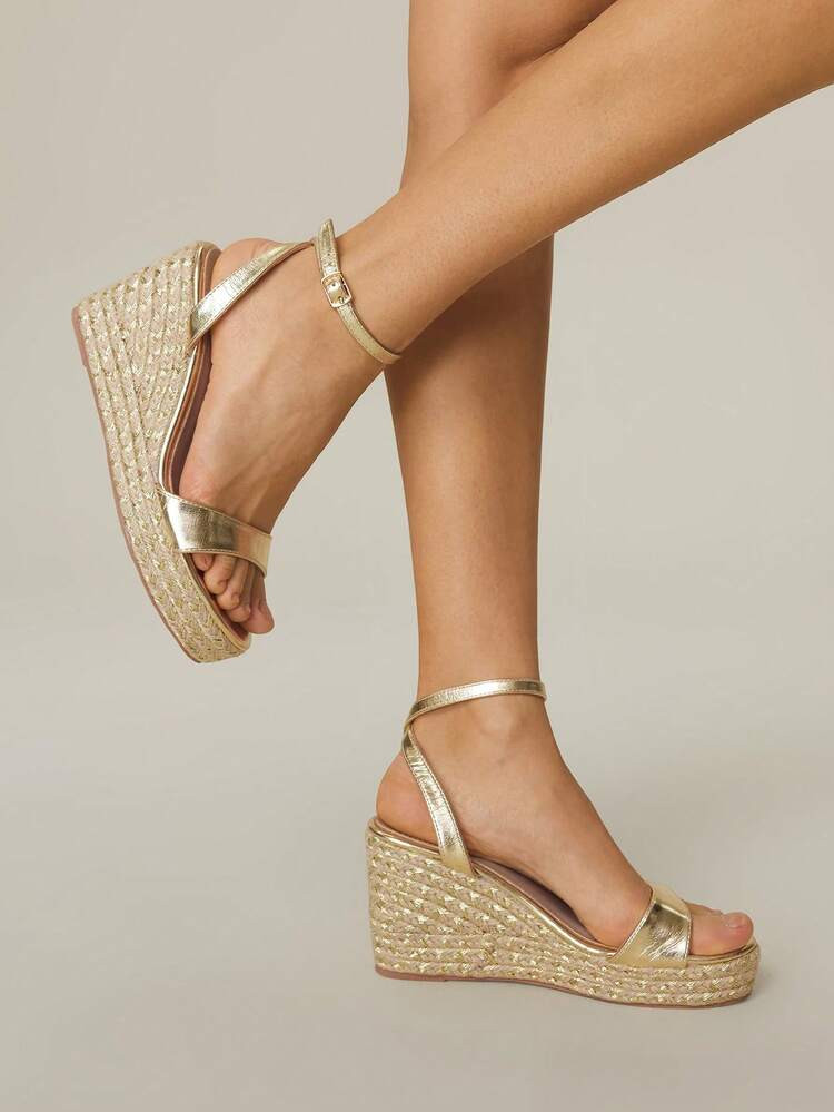 Styleloop Women's Woven Rope Platform Wedge Sandals, Vacation Style BOHO Chic Retro American Western Music Festival Party Thick Bottom Shoes For Christmas Holiday Travel Essential Boho | SHEIN