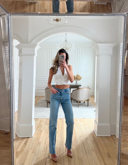 The Abercrombie semi annual denim sale is live! 25% off all denim +15% off almost everything else. There is a stackable promo code: DENIM AF. 

I am 5’10, wearing a size 26 XL! 

My top is from Revolve, but Abercrombie has similar ones I’m going to link as well!! 

#LTKstyletip #LTKsalealert #LTKSeasonal