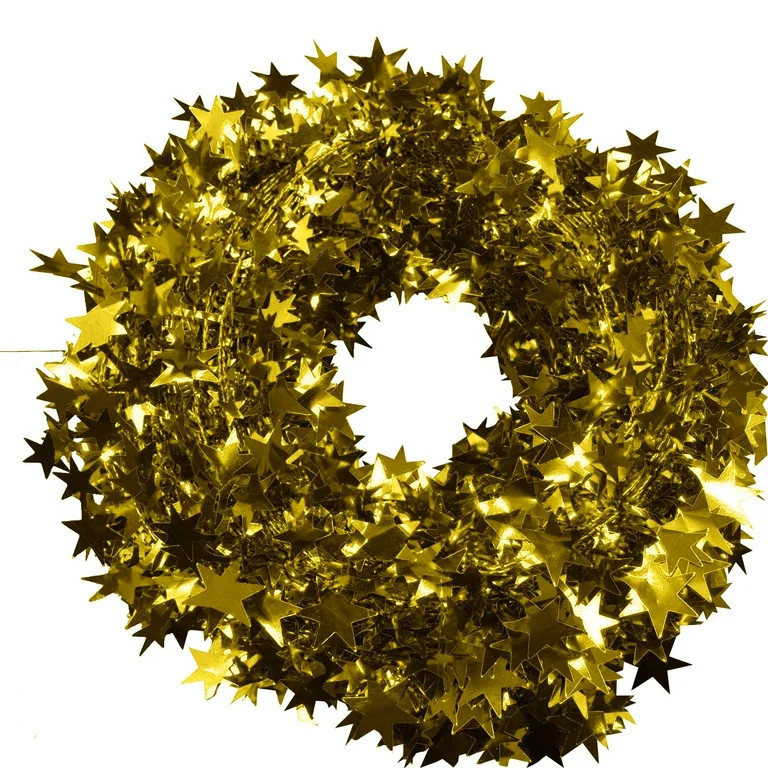 Strungten 7.5 Meter Gold Stars Tinsel-Star Rattan Wire Garland for Home | Walmart (US)