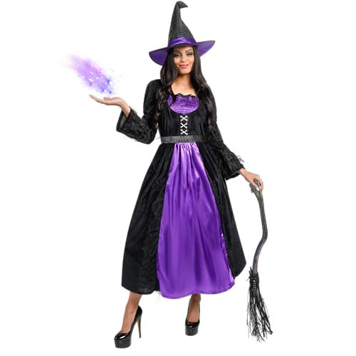 Spooktacular Creations Witch Costume Outfit for women, Halloween Costume with Witch Dress Hat Accessories for Cosplay -M | Amazon (US)