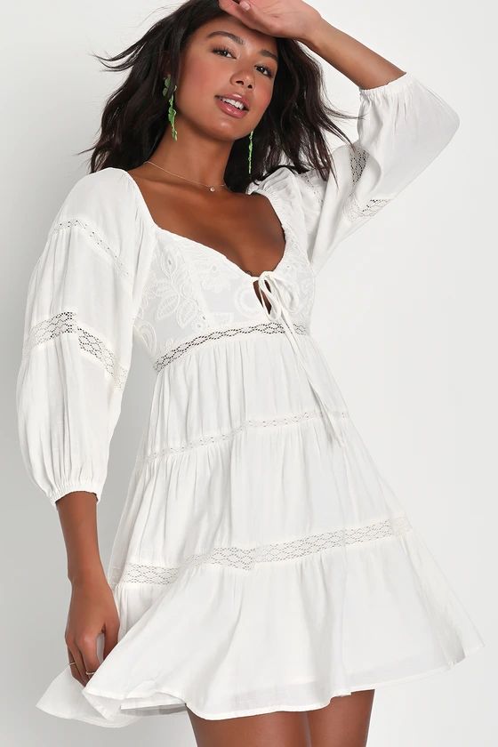 Whimsical Desires White Embroidered Tiered Mini Dress | Lulus (US)
