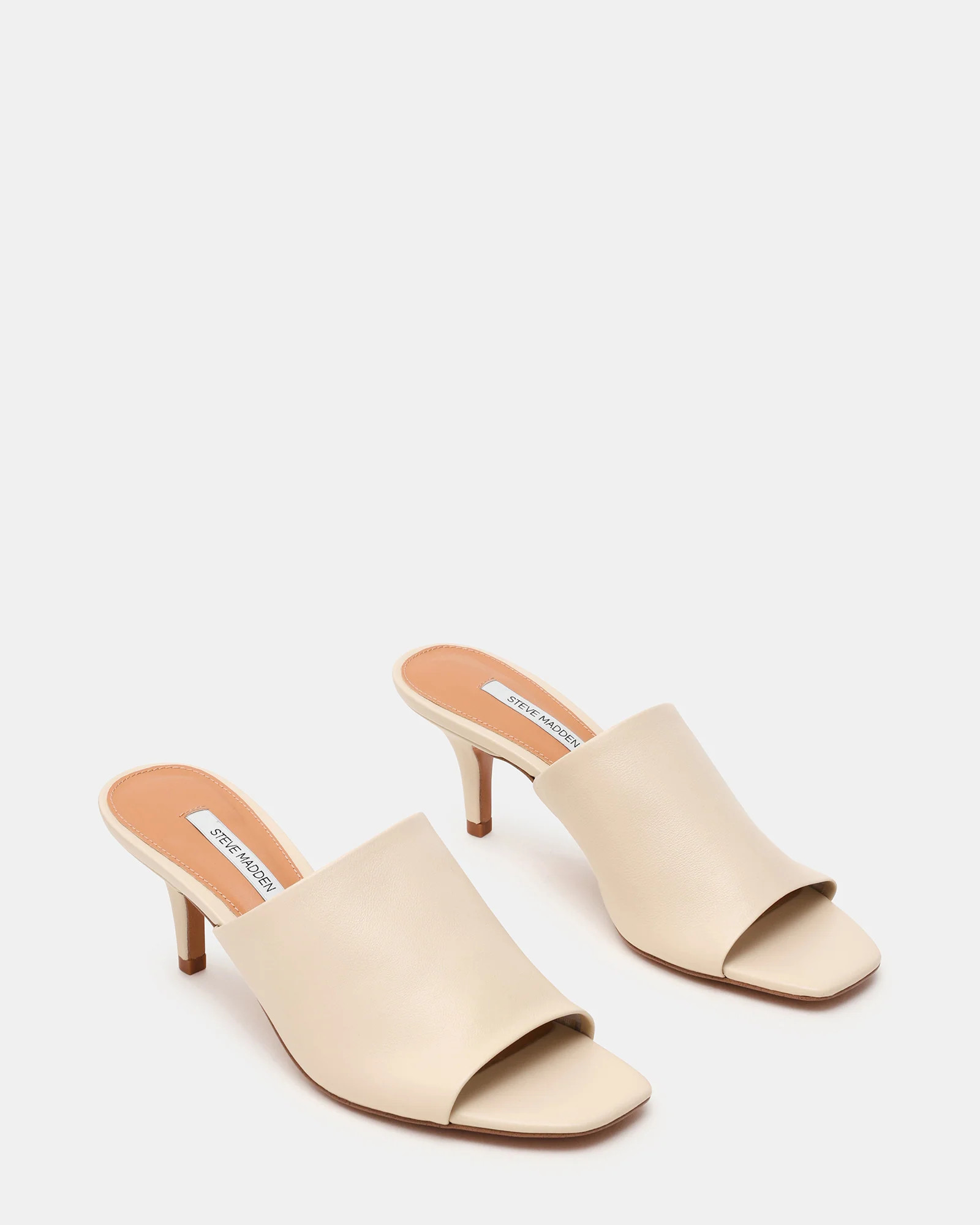 CIERA Bone Leather Square-Toe Mule Women's Kitten Heel | Steve Madden (US)