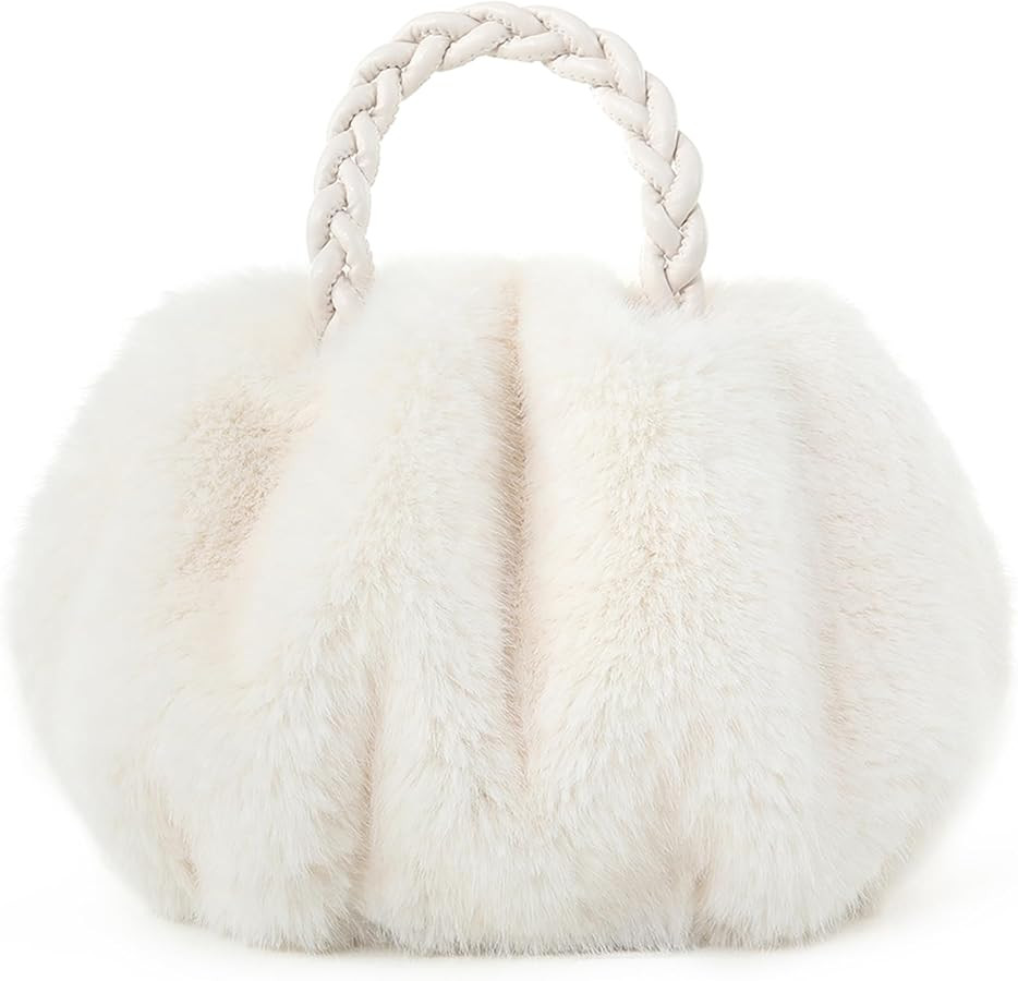 Fur Story Tote Bag Faux Fur Purses for Women Plush Handbag Fuzzy Shoulder Bag Big Capacity Black ... | Amazon (US)