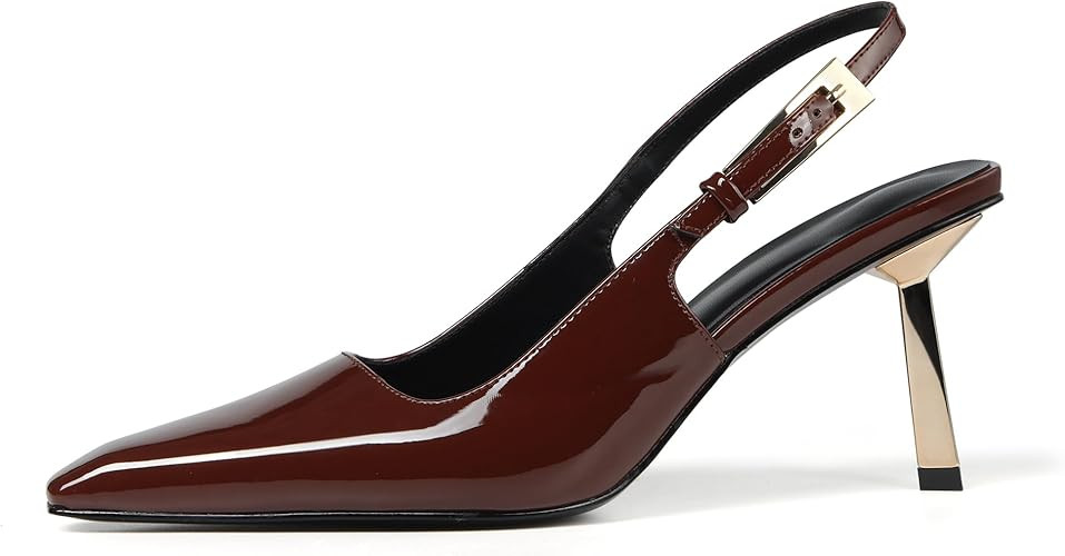 iiimmu Slingback Heels for Women 3.5 in / 4 in Kitten Heel Closed Toe Pumps Dress Shoes | Amazon (US)