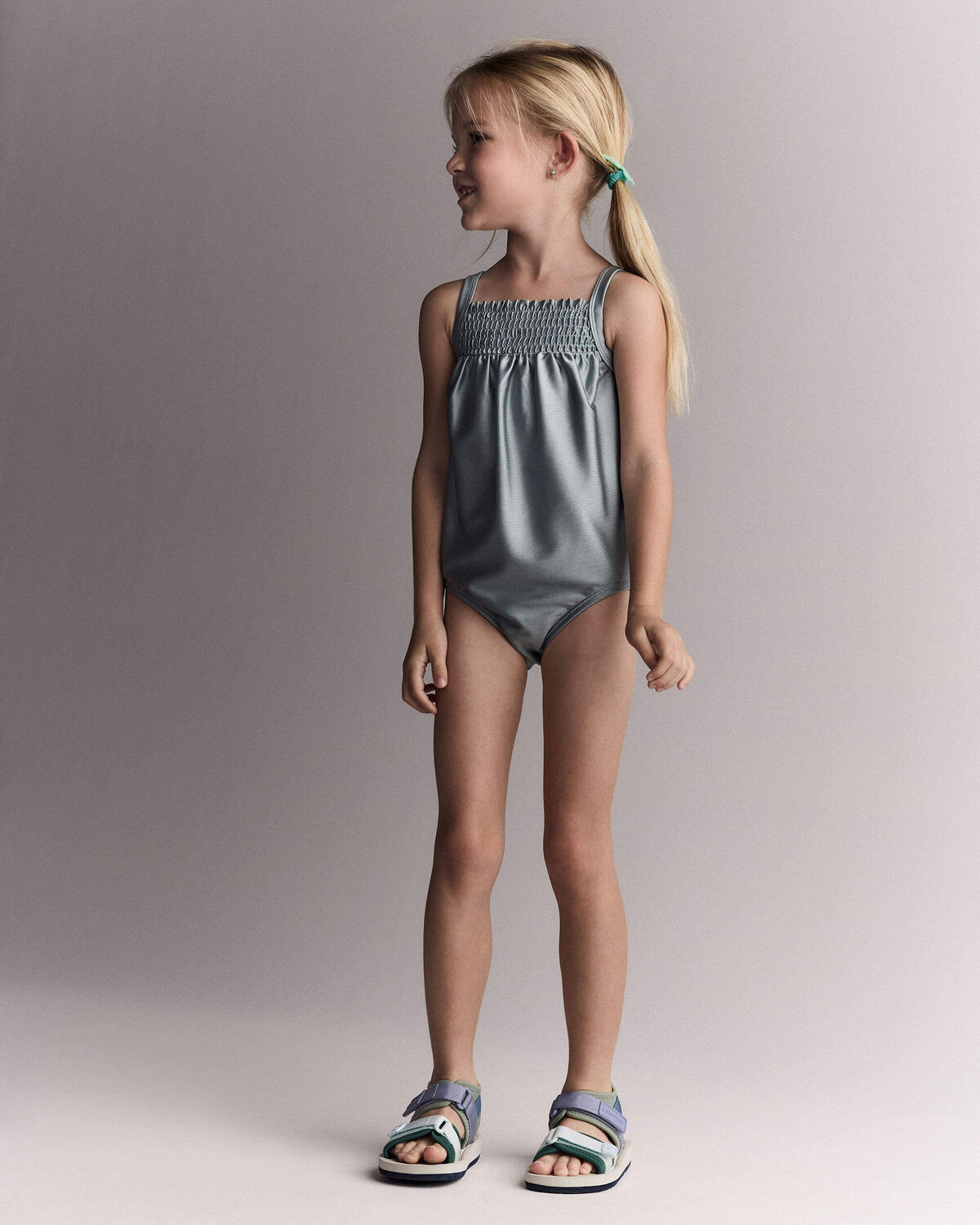 Toddler Girl Smocked One-Piece Swimsuit - Pale Blue - Otter Avenue | Carter's | Carter's Inc