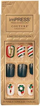 KISS imPRESS Limited Edition Holiday Press-On Manicure Couture Collection, Medium Press-On Nails, 'H | Amazon (US)