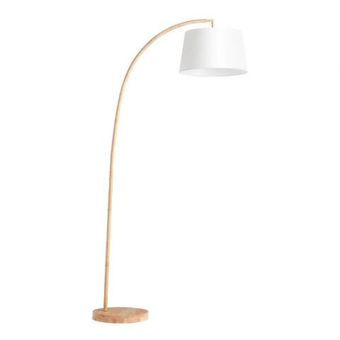 Maya Rattan Arc And Wood Floor Lamp | World Market