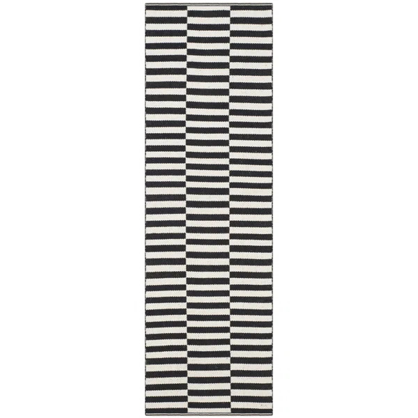 Orwell Striped Handmade Handwoven Cotton Area Rug in Ivory/Black | Wayfair North America
