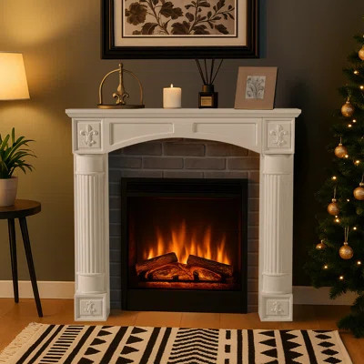 Modern White Freestanding Fireplace Mantel Surround – Waterproof, Anti-Tipping Premium Mdf Mantel With Leg For Electric Fireplace, Living Room Decor | Wayfair North America