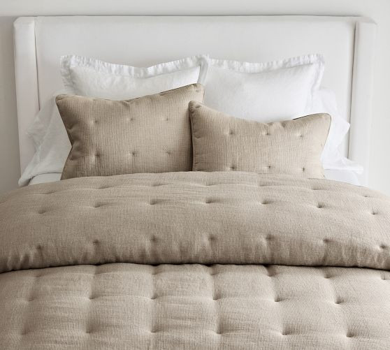 European Flax Linen Tufted Waffle Comforter | Pottery Barn (US)