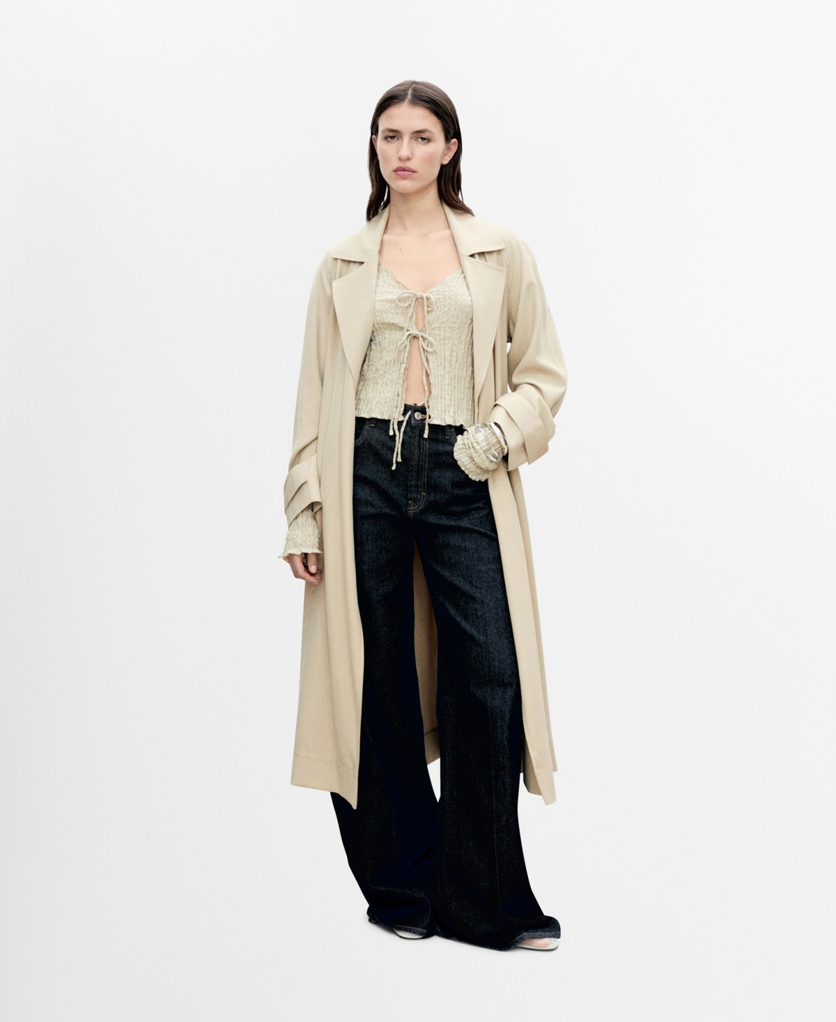 Mango Women's Soft Belt Trench Coat - Light, Pastel Gray | Macy's