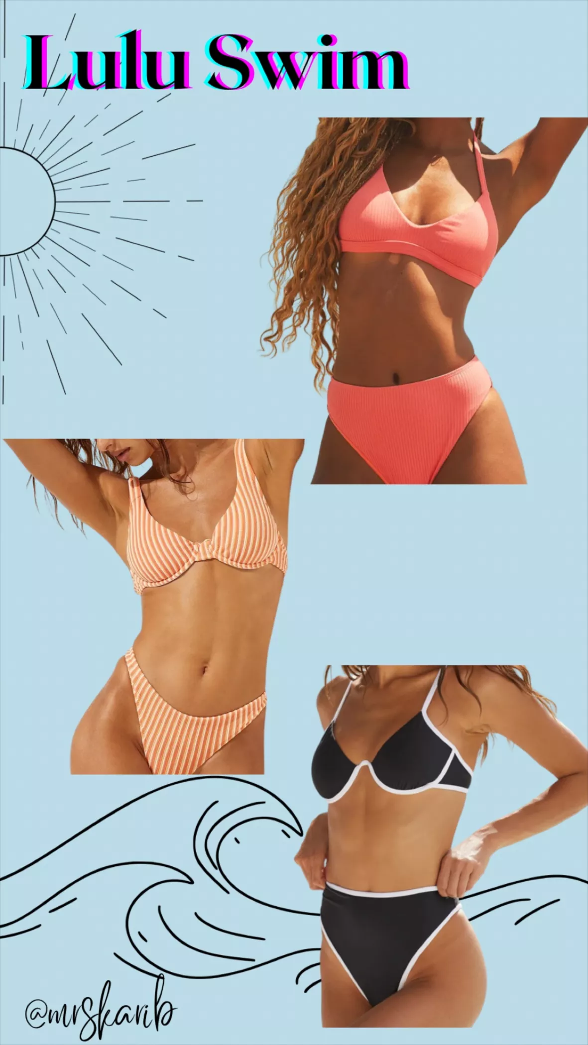 Sunbather Orange Striped Bikini Bottoms