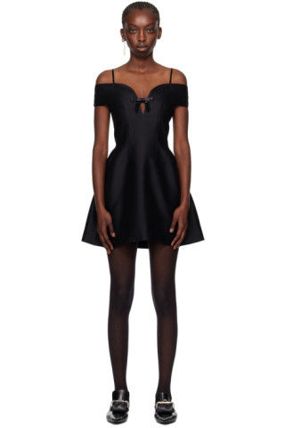 Black Curved Minidress | SSENSE