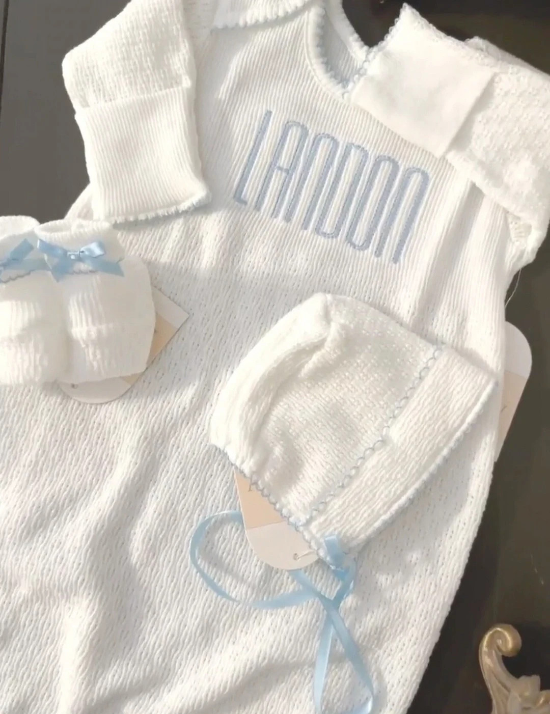 Paty Baby Gown, Bonnet, Booties, Hat, Monogram Boy Gown, Newborn Boy Coming Home Layette, Baby Da... | Etsy (US)
